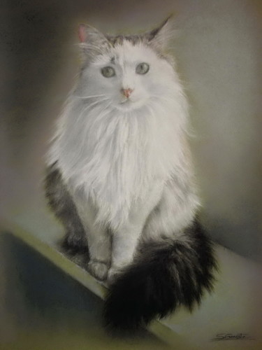 Malerei mit dem Titel "Vilou" von Sylvie Geneste, Original-Kunstwerk, Pastell