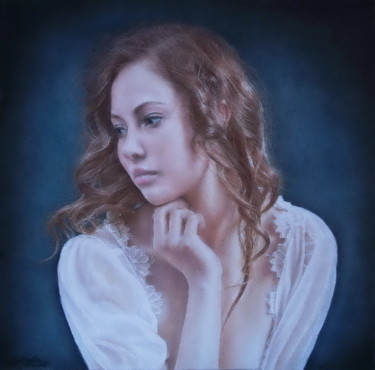 Painting titled "La belle polonaise" by Sylvie Geneste, Original Artwork, Pastel