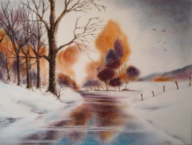Pintura intitulada "Couleurs d'hiver" por Sylvie Geneste, Obras de arte originais, Pastel
