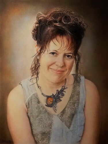 Peinture intitulée "Portrait féminin" par Sylvie Geneste, Œuvre d'art originale, Pastel