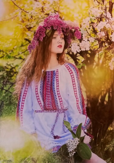 Peinture intitulée "Fleur d'Ukraine" par Sylvie Geneste, Œuvre d'art originale, Pastel