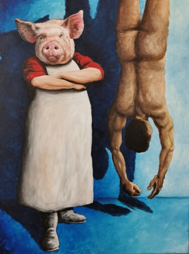 Peinture intitulée "ABATTOIR BLUES" par Syl20, Œuvre d'art originale, Acrylique Monté sur Châssis en bois