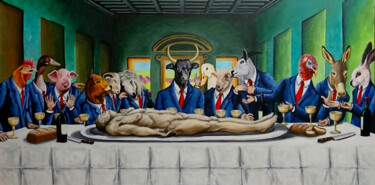 Painting titled "LE BANQUET" by Syl20, Original Artwork, Acrylic Mounted on Wood Stretcher frame