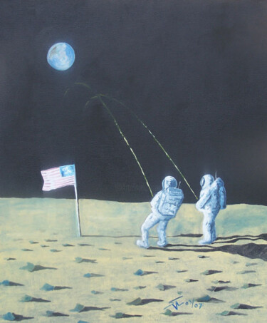 Painting titled "Pissing on the Moon" by Sylaim, Original Artwork, Other
