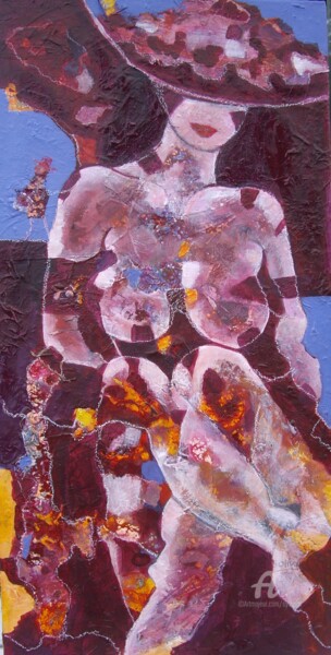 Ζωγραφική με τίτλο "La femme et ses ang…" από Sylvie Oliveri, Αυθεντικά έργα τέχνης, Ακρυλικό