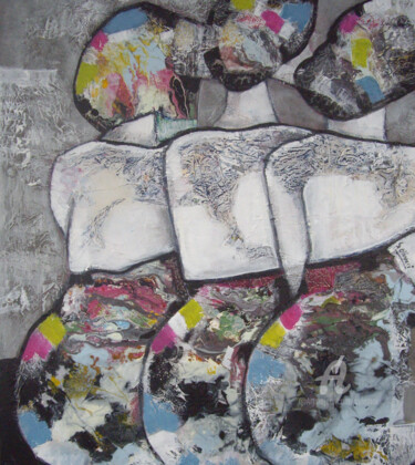 Schilderij getiteld "Trio" door Sylvie Oliveri, Origineel Kunstwerk, Acryl