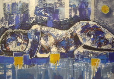 Painting titled "Nuit profonde" by Sylvie Oliveri, Original Artwork, Acrylic