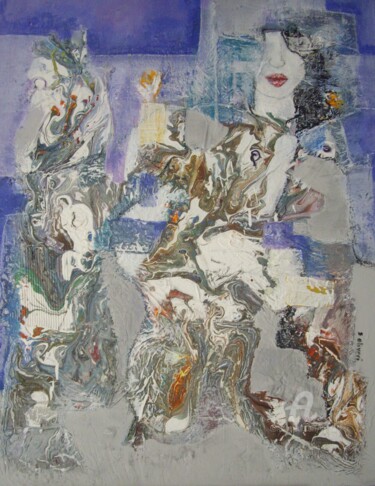 Pintura titulada "Douceur et féminité" por Sylvie Oliveri, Obra de arte original, Acrílico