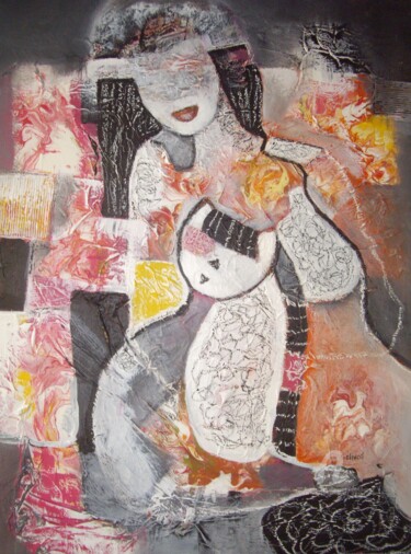 Картина под названием "Jamais très loin" - Sylvie Oliveri, Подлинное произведение искусства, Акрил Установлен на Деревянная…