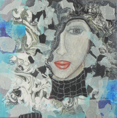 Malerei mit dem Titel "Portrait de femme#a…" von Sylvie Oliveri, Original-Kunstwerk, Acryl Auf Keilrahmen aus Holz montiert