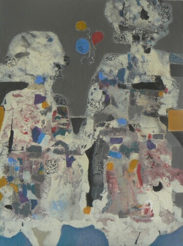 Картина под названием "Mère et fille...Le…" - Sylvie Oliveri, Подлинное произведение искусства, Акрил