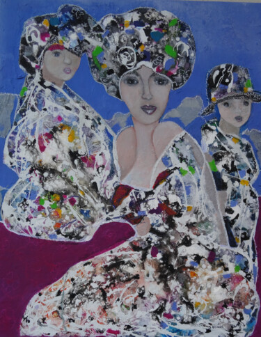 Peinture intitulée "Maman, Lili et Lulu" par Sylvie Oliveri, Œuvre d'art originale, Acrylique