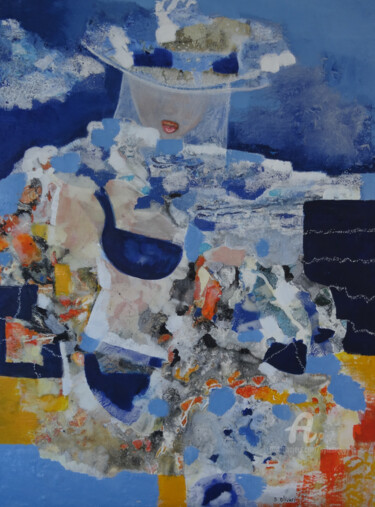 제목이 "Emotions maritimes"인 미술작품 Sylvie Oliveri로, 원작, 아크릴 나무 들것 프레임에 장착됨