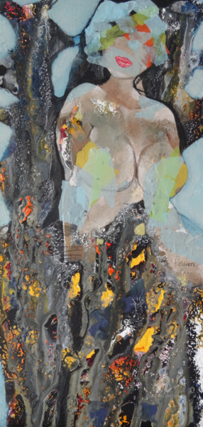 Картина под названием "La femme dans la fo…" - Sylvie Oliveri, Подлинное произведение искусства, Акрил