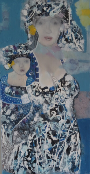 Malarstwo zatytułowany „Douceur d'être ense…” autorstwa Sylvie Oliveri, Oryginalna praca, Akryl Zamontowany na Drewniana ram…