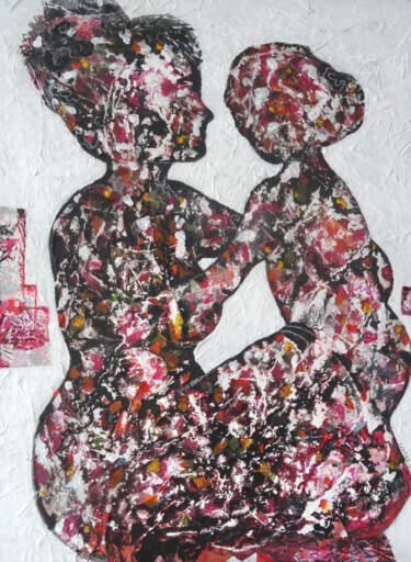 Peinture intitulée "Mère et fille...Le…" par Sylvie Oliveri, Œuvre d'art originale, Acrylique