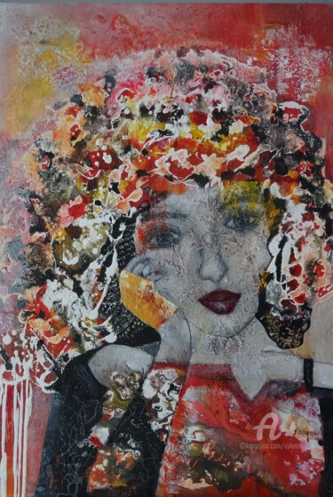 Peinture intitulée "Dans ses pensées" par Sylvie Oliveri, Œuvre d'art originale, Acrylique