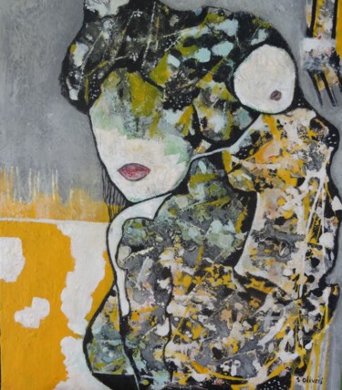 Картина под названием "Elle et bébé" - Sylvie Oliveri, Подлинное произведение искусства, Акрил