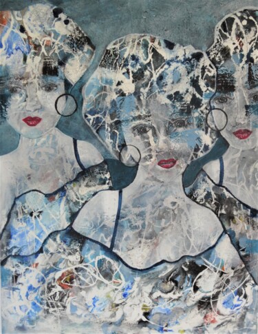 Schilderij getiteld "3 femmes" door Sylvie Oliveri, Origineel Kunstwerk, Acryl