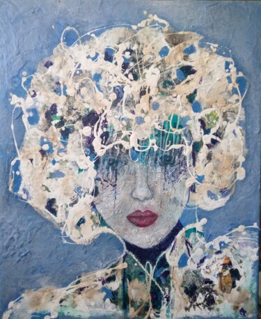 Painting titled "Portrait de femme.…" by Sylvie Oliveri, Original Artwork, Acrylic
