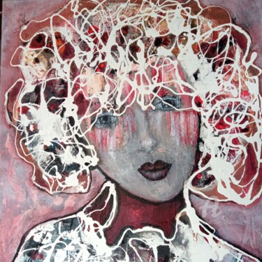 Painting titled "Portrait de femme.…" by Sylvie Oliveri, Original Artwork, Acrylic