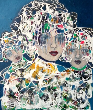 Pintura titulada "Elle en voit de tou…" por Sylvie Oliveri, Obra de arte original, Acrílico Montado en Bastidor de camilla d…