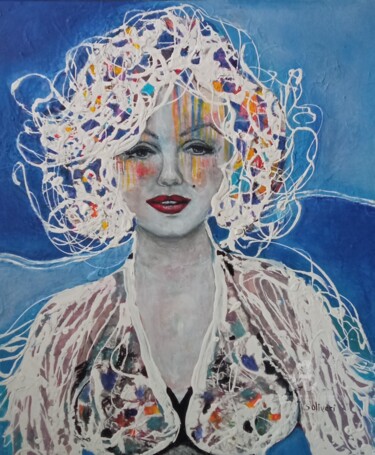 Peinture intitulée "Icône 2: Marilyn" par Sylvie Oliveri, Œuvre d'art originale, Acrylique Monté sur Châssis en bois