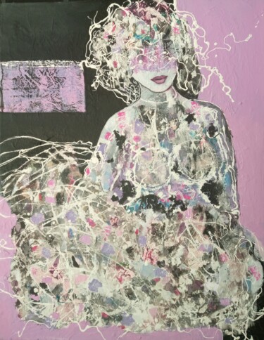 Картина под названием "She..." - Sylvie Oliveri, Подлинное произведение искусства, Акрил Установлен на Деревянная рама для н…