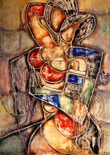 Malerei mit dem Titel "Les amoureux" von Sylvie Oliveri, Original-Kunstwerk, Airbrush