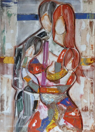 Картина под названием "Photo de famille" - Sylvie Oliveri, Подлинное произведение искусства, Акрил