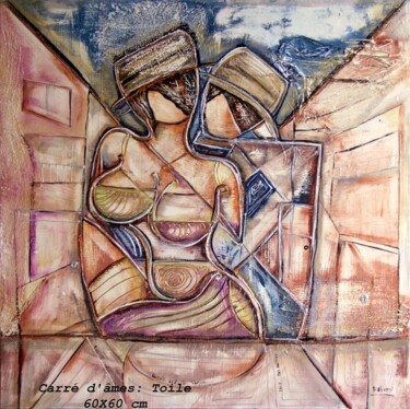 Painting titled "Carré d'âmes" by Sylvie Oliveri, Original Artwork, Acrylic