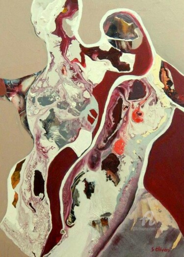 Pintura intitulada "Fille et mère" por Sylvie Oliveri, Obras de arte originais, Aerógrafo