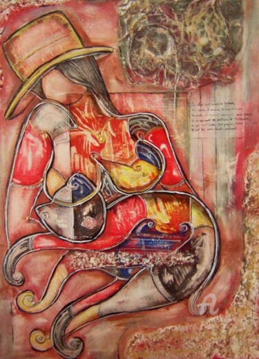 Картина под названием "Duo 1" - Sylvie Oliveri, Подлинное произведение искусства, Акрил