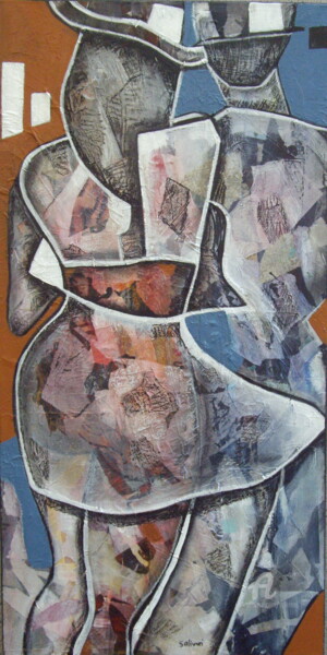 Painting titled "Elle et lui en ball…" by Sylvie Oliveri, Original Artwork, Acrylic