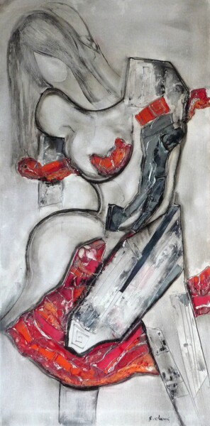 绘画 标题为“Les danseurs en rou…” 由Sylvie Oliveri, 原创艺术品, 丙烯