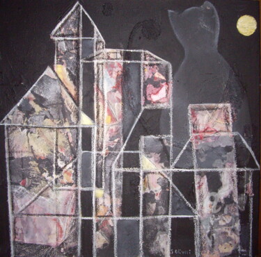 Painting titled "La nuit tous les ch…" by Sylvie Oliveri, Original Artwork, Acrylic