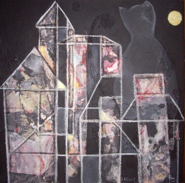 Schilderij getiteld "La nuit tous les ch…" door Sylvie Oliveri, Origineel Kunstwerk, Acryl