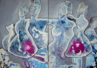 Peinture intitulée "La famille recompos…" par Sylvie Oliveri, Œuvre d'art originale, Acrylique