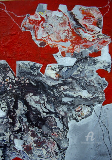 Pittura intitolato "Abstraction volcani…" da Sylvie Oliveri, Opera d'arte originale, Acrilico