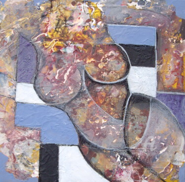 Картина под названием "Courbes et droites" - Sylvie Oliveri, Подлинное произведение искусства, Акрил