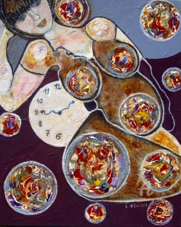Pintura titulada "Le temps des rondeu…" por Sylvie Oliveri, Obra de arte original, Acrílico Montado en Bastidor de camilla d…