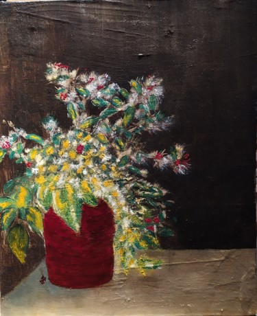 Malerei mit dem Titel "Série Bouquets  N°1" von Sylka Sauvion, Original-Kunstwerk, Öl