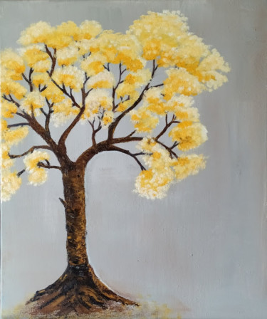 Painting titled "Arbre Yeah Low" by Sylka Sauvion, Original Artwork, Acrylic