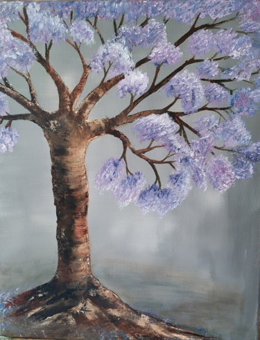 Painting titled "Arbre Lightly" by Sylka Sauvion, Original Artwork, Acrylic