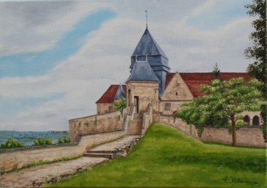 Peinture intitulée "Eglise de Coucy-le-…" par Sylvie Kettenmeyer, Œuvre d'art originale
