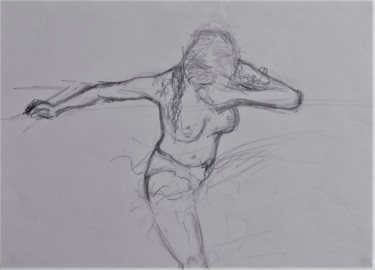 2021. Paris. Croquis sur papier. (Anne, plage du Diamant, Ma Dessin intitulée "2021. Paris. Croqui…" par Sylvain Zabeth, Œuvre d'art originale, Crayon
