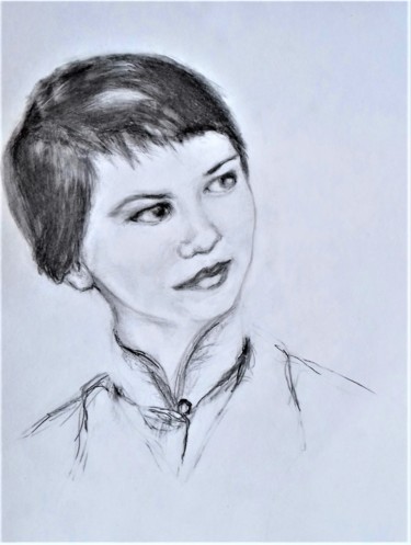 Drawing titled "Julia" by Sylvain Zabeth, Original Artwork, Pencil
