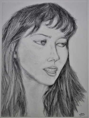 Drawing titled "Doudou Portrait, An…" by Sylvain Zabeth, Original Artwork, Pencil