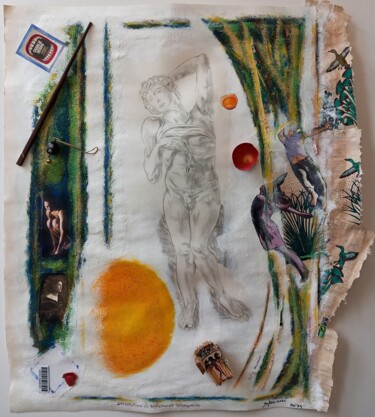Collages intitolato "Nèg marron" da Sylvain Zabeth, Opera d'arte originale, Acrilico