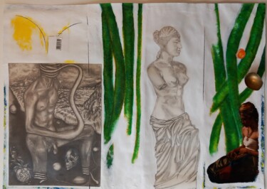 Κολάζ με τίτλο "Venus" από Sylvain Zabeth, Αυθεντικά έργα τέχνης, Μολύβι